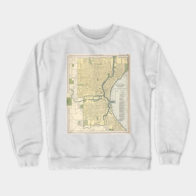 Vintage Map of Milwaukee Wisconsin (1891) Crewneck Sweatshirt by Bravuramedia